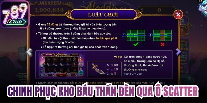 Chinh phục kho báu thần đèn qua ô Scatter 